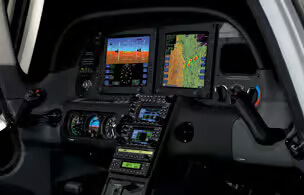 Cirrus SR-22 cockpit interior with Garmin Perspective avionics, Century Air Cirrus training, NJ.