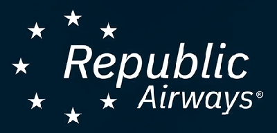 Republic Airways logo, Century Air airline pathway partner, guaranteed first officer interview program.